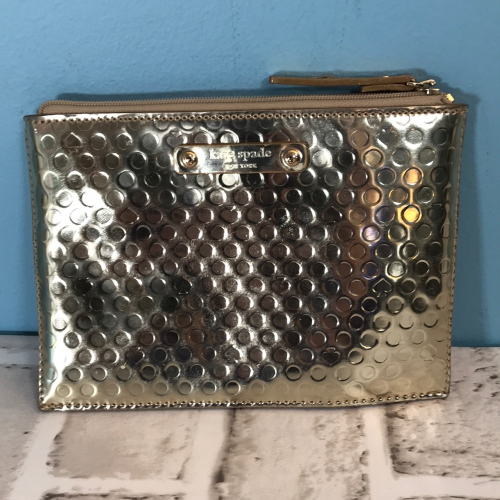 Kate Spade shiny zipper wallet pouch